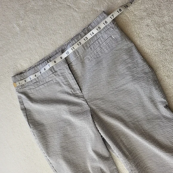 Ann Taylor Kate Blue/White Striped Cropped Leg Pants Women's Size 10 - Picture 4 of 7